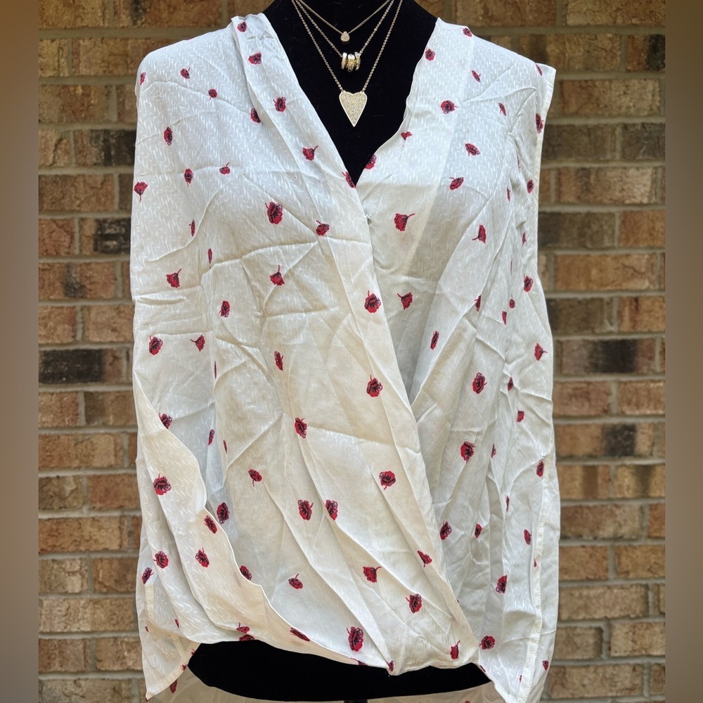 Rag & Bone Victor Faux Wrap Sleeveless White Floral Blouse Size Small